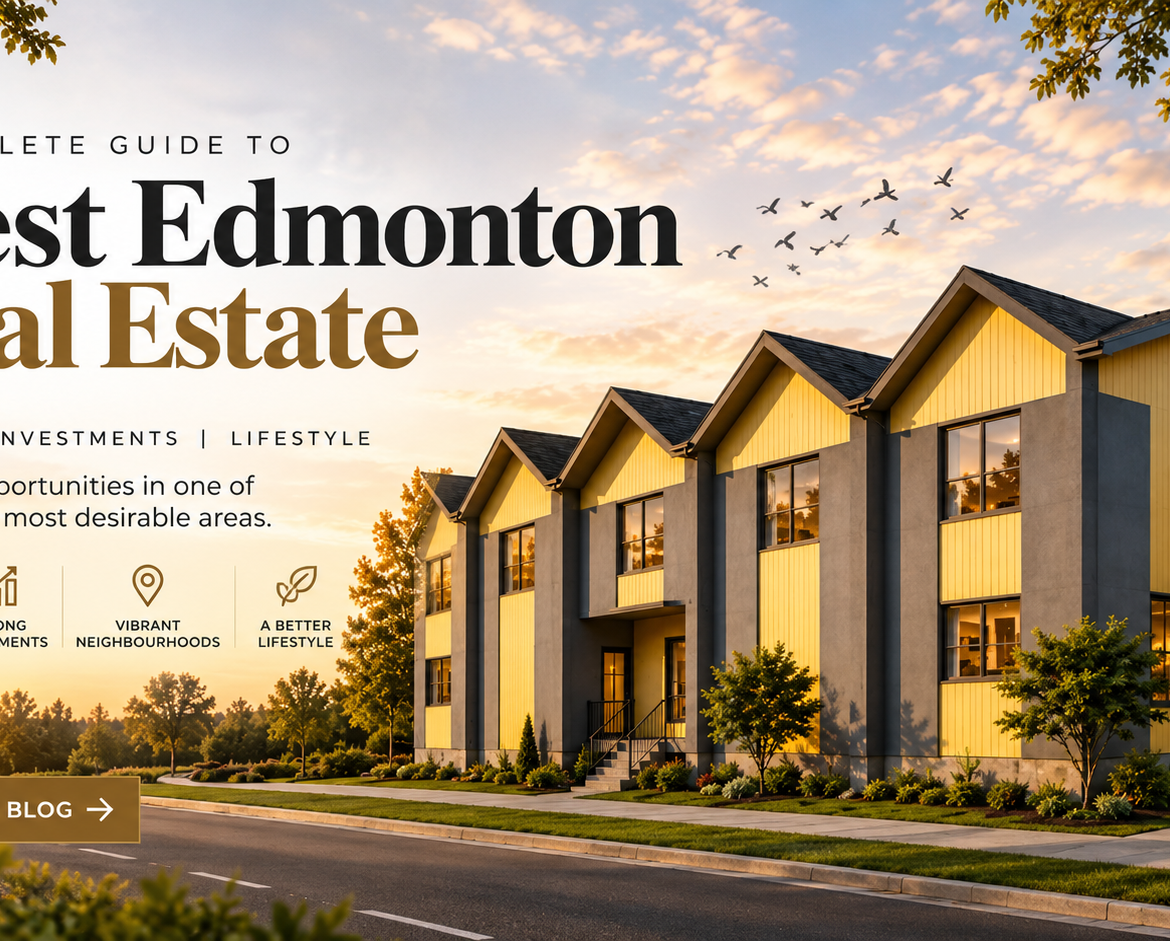 West Edmonton real estate featuring modern homes, townhomes, green spaces, and residential neighbourhoods in Edmonton, Alberta