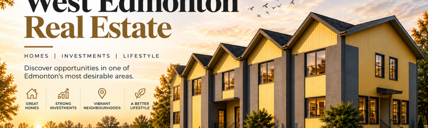 West Edmonton real estate featuring modern homes, townhomes, green spaces, and residential neighbourhoods in Edmonton, Alberta